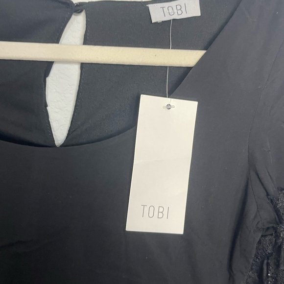 Tobi La Belle Black Flare Sleeve Lace Shift Dress XS Extra Small - Picture 8 of 10